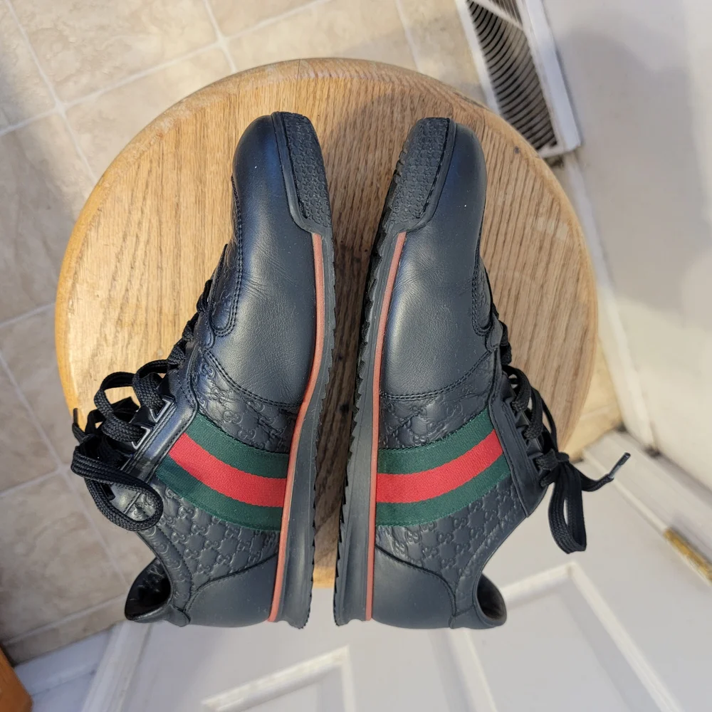 Gucci Black and Green Sneakers Size 7 Euro. 8/2 US - Picture 9 of 10